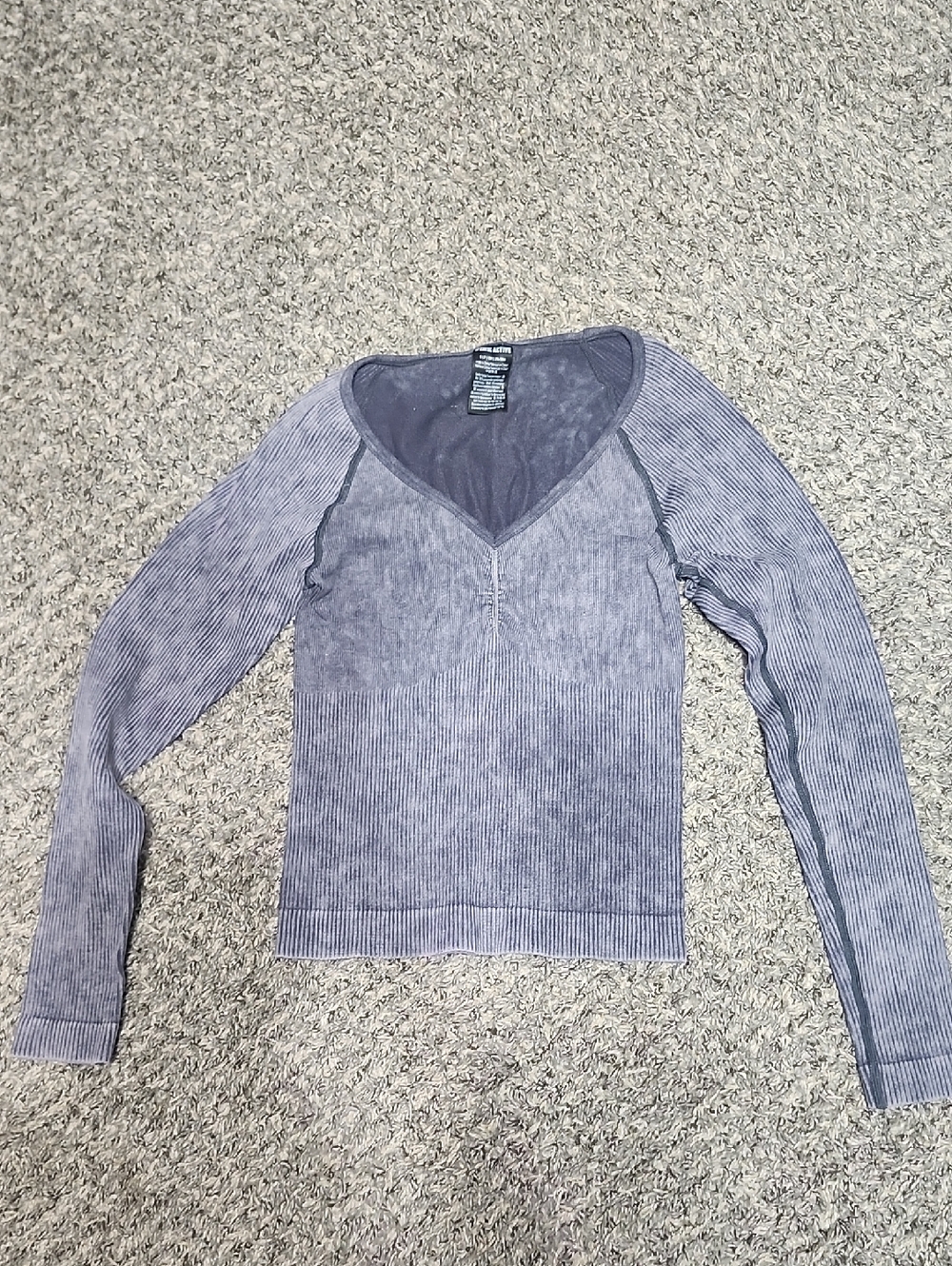 PINK Victoria's Secret Heather Slate Blue Active Scoop Neck Top